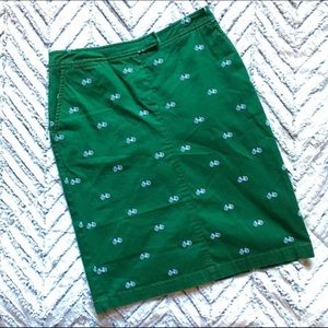 Talbots Green Embroidered Bicycle Skirt
